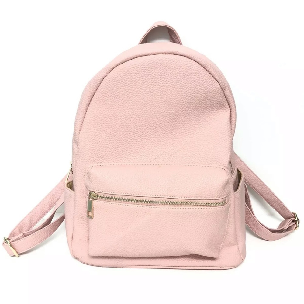 Pink Faux Leather Women's Backpack